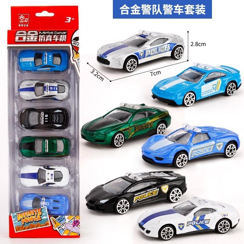 

6 шт./компл., детская модель автомобиля, образовательная раздвижная игрушка для мальчика, инженерная модель из сплава Patrol car