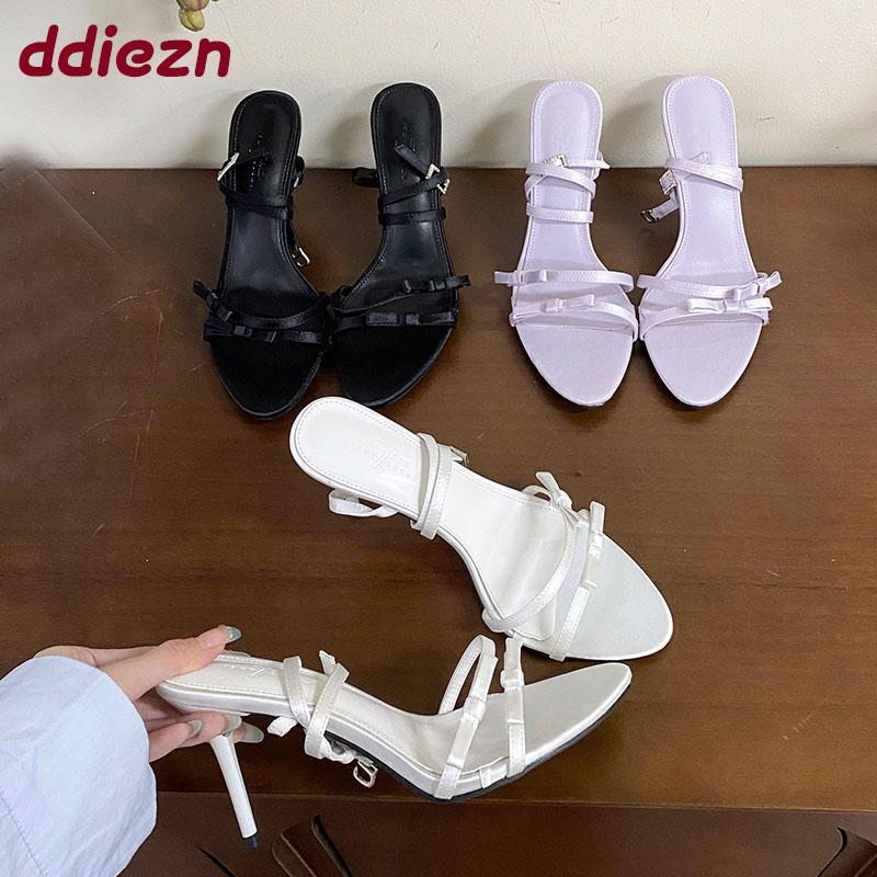 Fashion Fashion Butterfly-Knot Party Ladies High Heels Sandals Shoes Female Pointed Toe Footwear Ankle Buckle Women Heeled Sandals Shoes