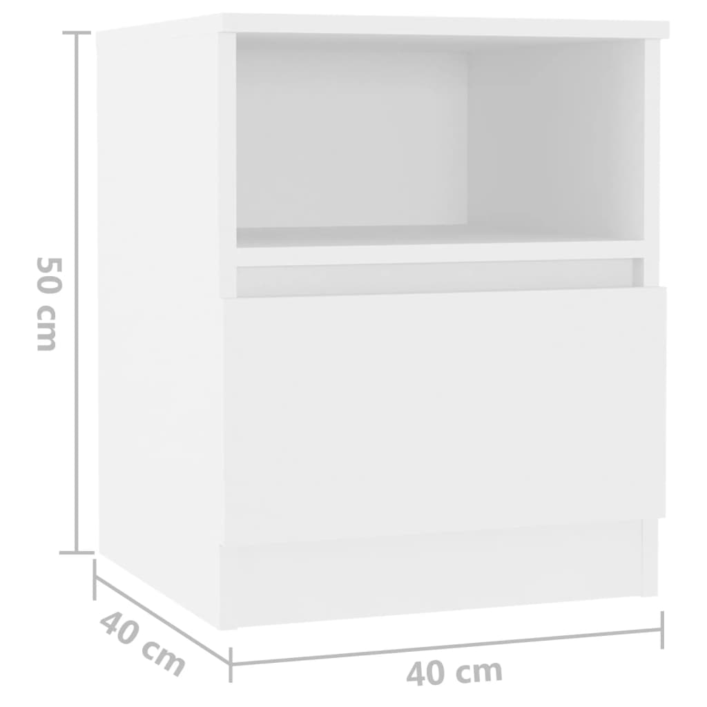 Vidaxl Szafki Nocne 2 Szt., Białe 40X40X50 Cm, Materiał Drewnopochodny