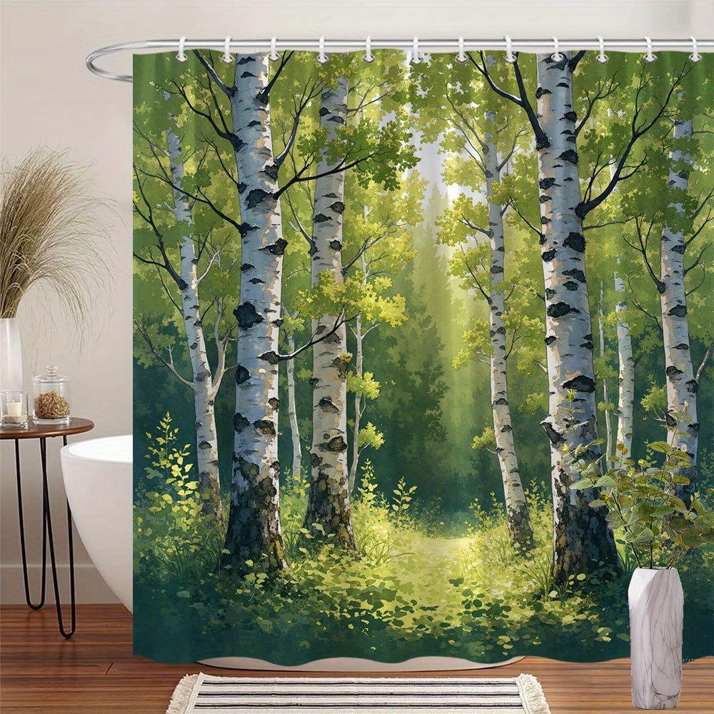 

Tropical Foliage Landscape Bathroom Shower Curtain Machine Washable, Stylish Bathroom Decorative Shower Curtain With 12 Hooks W60H190(CM)-1 Pcs