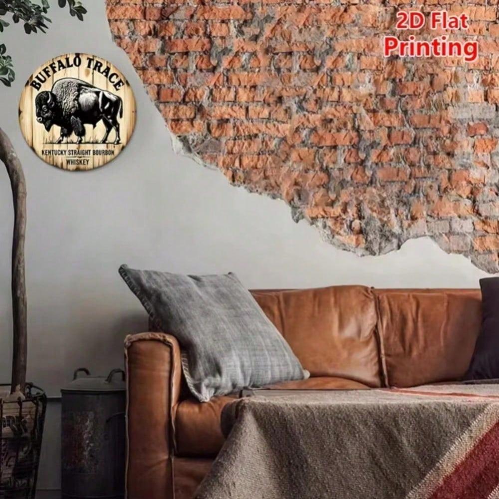 Retro Buffalo Bourbon Whiskey Tin Sign, Vintage Metal Poster for Bar Cafe, Rustic Waterproof Wall Art, Home Decor, Man Cave Gift