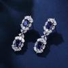Gica Gema Sapphire Earrings With High Carbon Diamond 925 Sterling Silver Unique Design Romantic Fine Earrings Jewelry Wedding Party Gifts New Trend