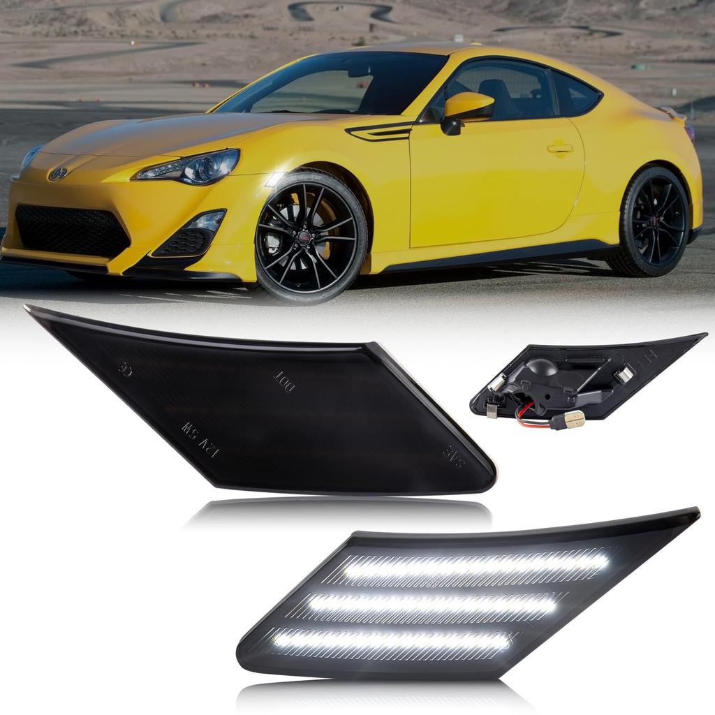 GemPro LED Side Markers for Toyota 86 FT86 GT86 ZN6 Turn Scion Subaru BRZ ZC6 Front Bumper Fender Marker Lamps (Genuine White), Signals, FR-S,