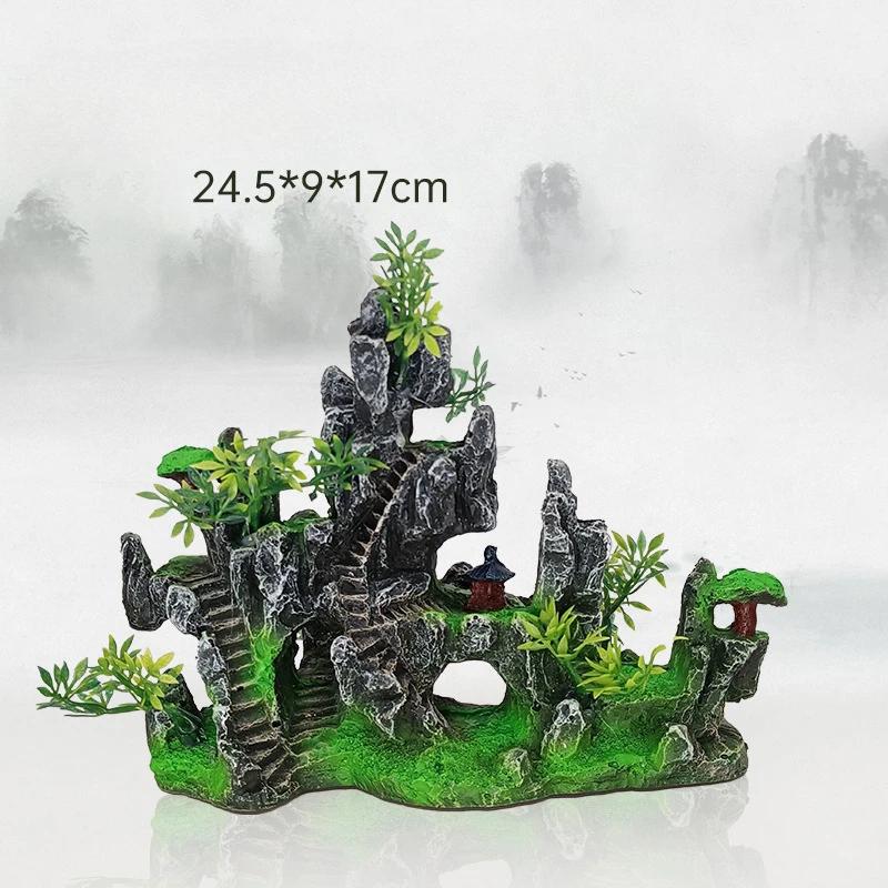 1pcs Rockery Aquarium Accessories Decorations Fish Tank Landscaping Resin Hill Hanging Bridge View Ornament Fish Tank Decoration