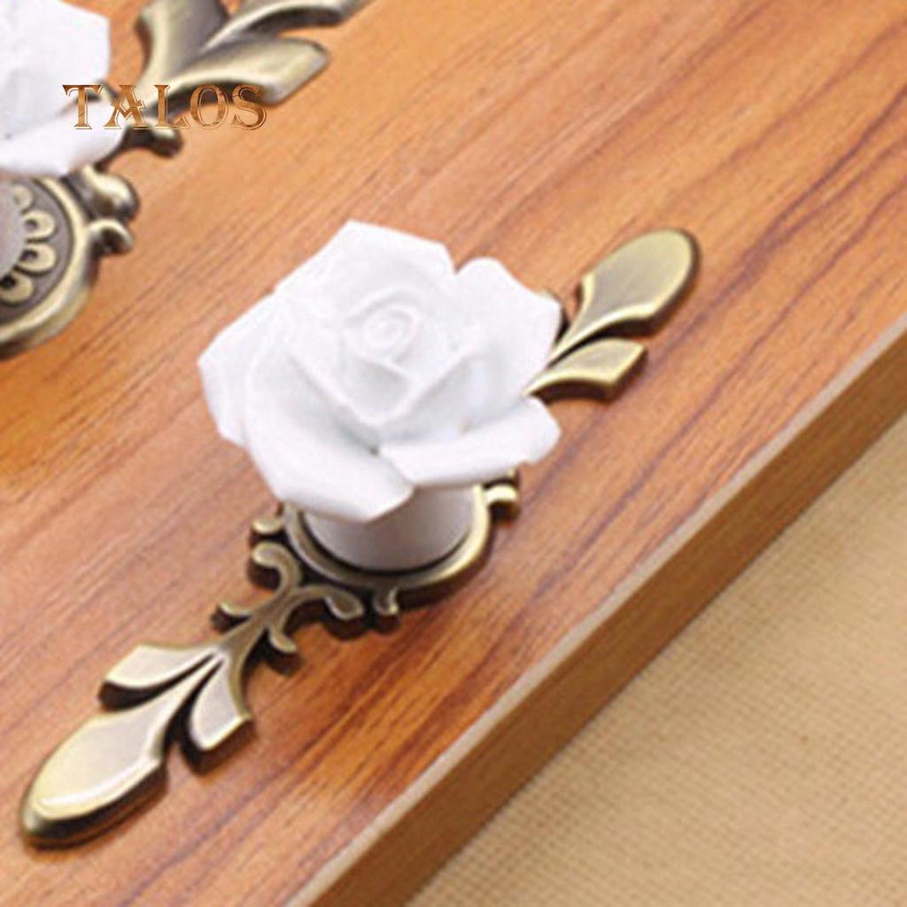 Vintage Ceramic Rose Closet Dresser Knob Handle Cupboard Cabinet Drawer Pull Decoration