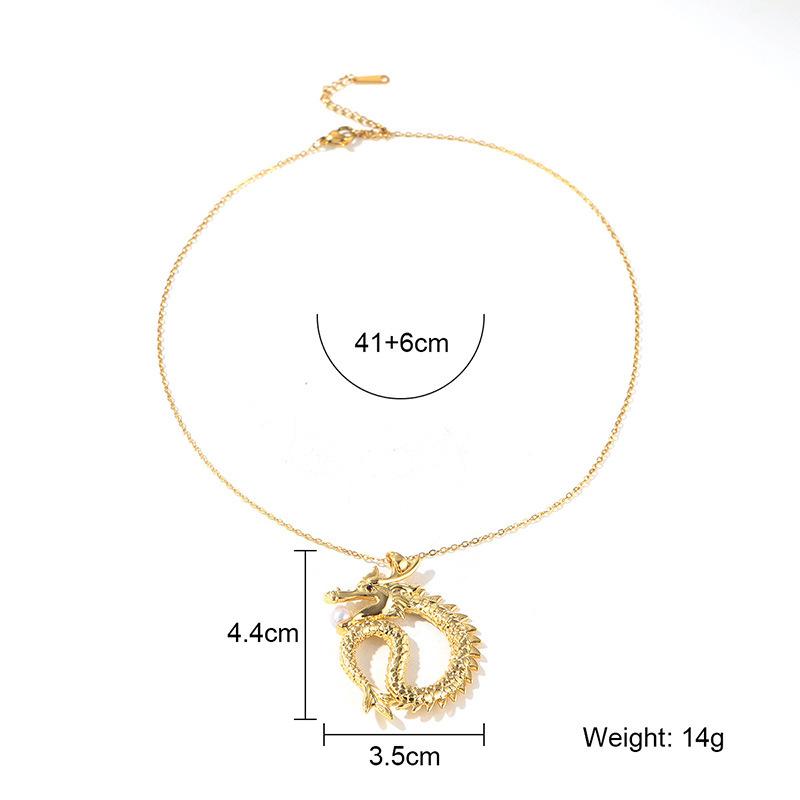 

National Style Birthday Year Zodiac Dragon Pendant Necklace Internet celebrity Versatile Sweater Chain Pearl Necklace New Chinese Cheongsam Clothing