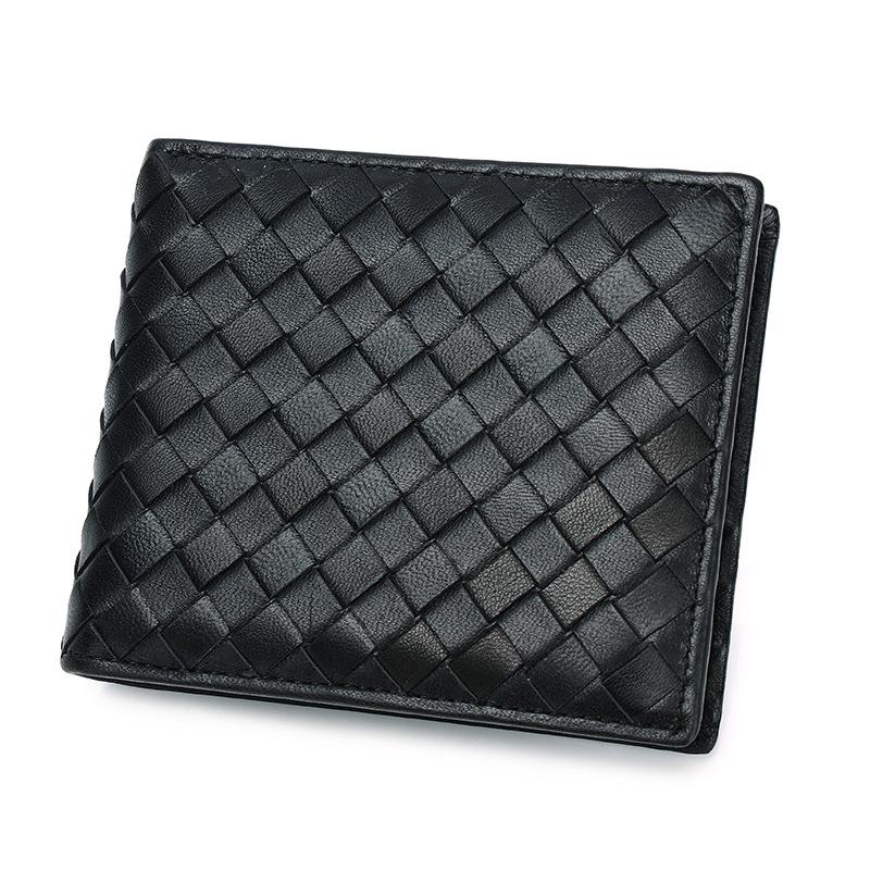 Women's Short Wallet+leather Envelope With Two Fold Wallet Card Bag+top Layer Sheepskin Woven Coin Purse Wallet