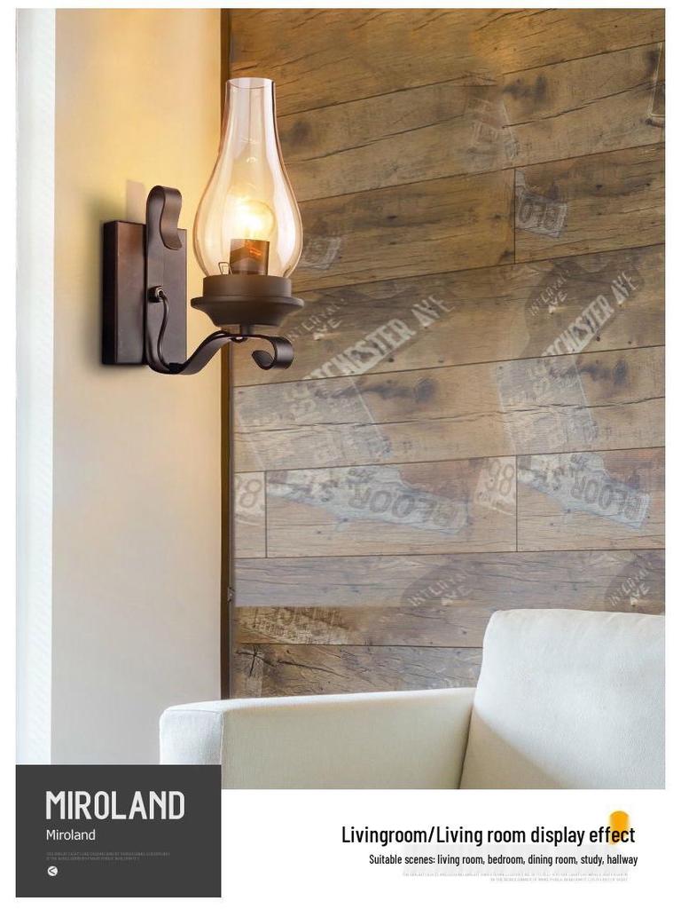 French Antique Style Retro Kerosene Wall Lamp