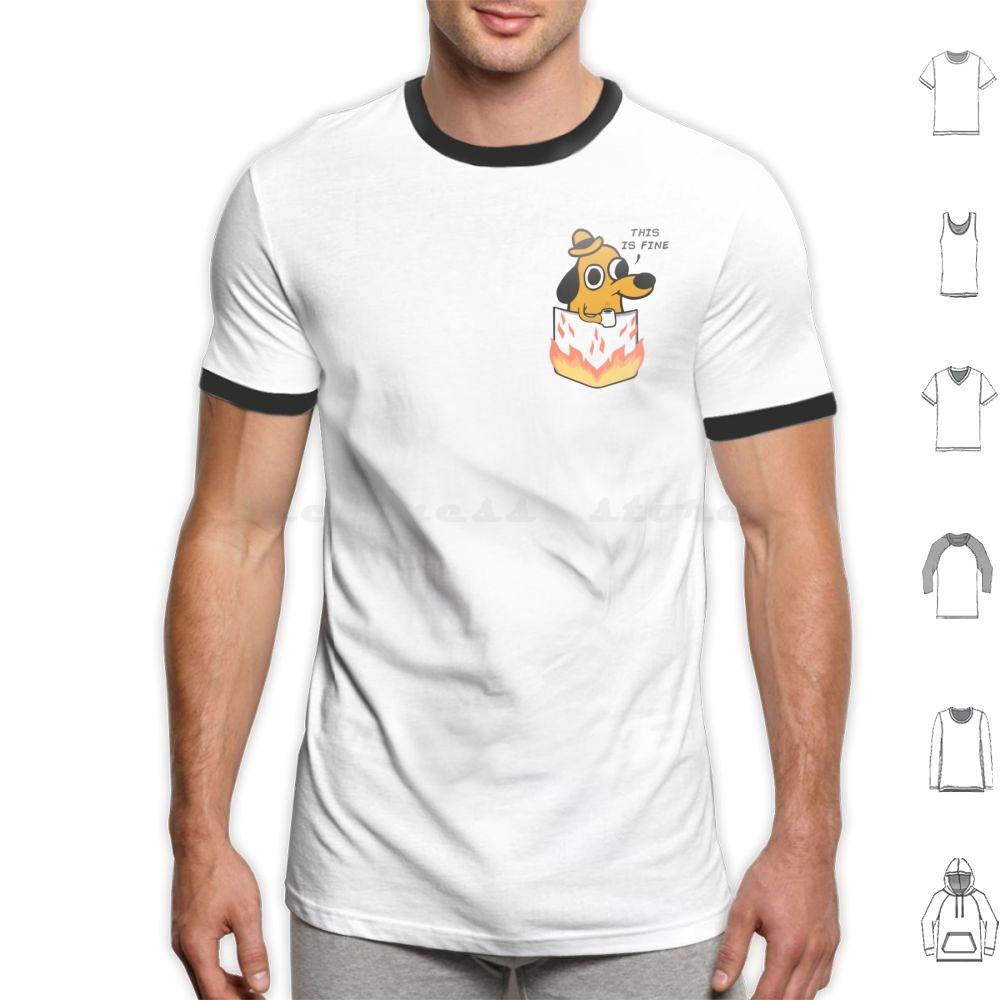 This Is Fine T Shirt Men Women Kids 6xl This Is Fine Meme Meme Dog Pet Coffee Animal Melonseta Fire Gunshow On Fire