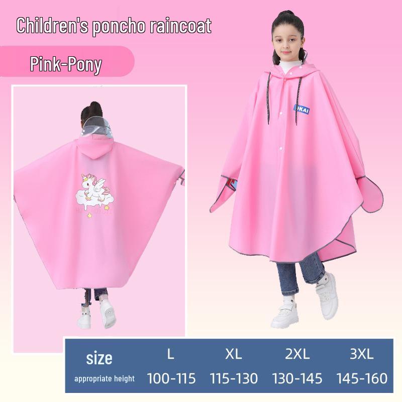 Cartoon Rain Poncho for Students: Waterproof Bicycle and Schoolbag Cover for Boys and Girls