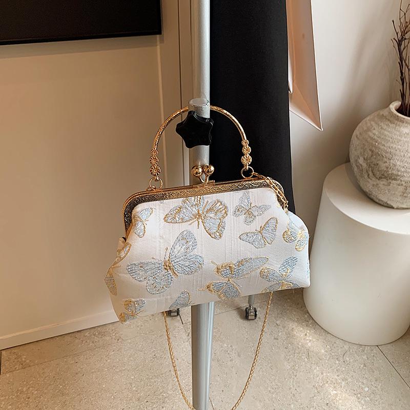 

2025 Новая минималистичная женская летняя сумка с небольшой вышивкой в китайском стиле E18 синий