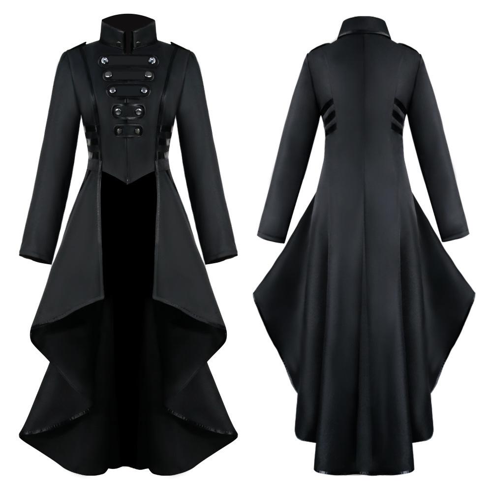 2024 Women's Halloween Medieval Tailcoat with Irregular Hem and Lapel