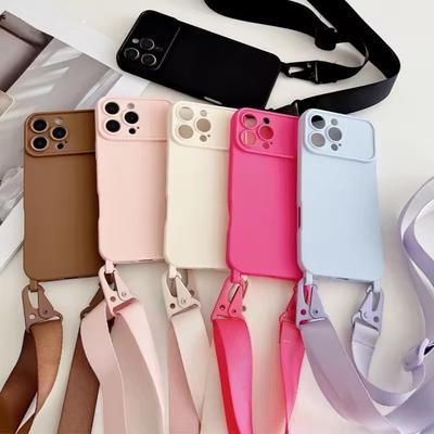 Shockproof TPU Crossbody Lanyard Silicone Phone Case For iPhone17 16 15 14 13 Pro Max 12 11 Cord Rope Necklace Strap Soft Cover