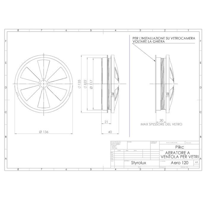 Plikc - Plksa120 - Window Fan Ventilator with Opening and Closing (without Net Antiseptic Hole 120)