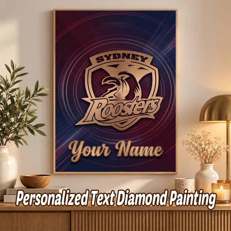 Sydney Roosters Custom Name Text 5D Diamond Painting Kit DIY Full Drill Diamond Art Decoration