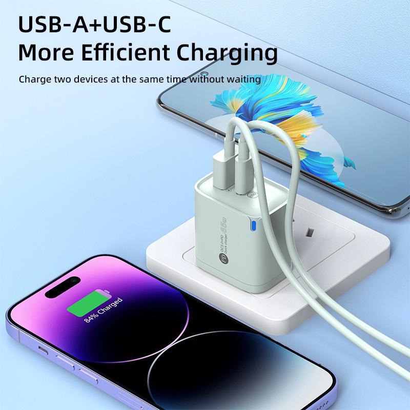 65W Macaron Light Charger, QC3.0, Multi-Port Fast Charging for Apple & Android (A+C)