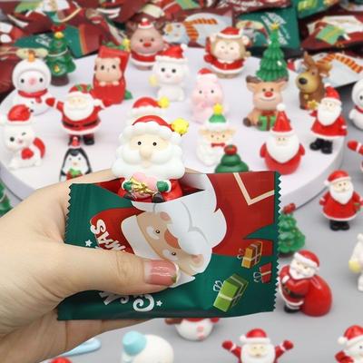 10 Mini-Weihnachts-Überraschungstüten-Spielzeug aus Kunstharz: Weihnachtsmann, Schneemann, Weihnachtsbaum – süßes DIY-Geschenkset für Kinder
