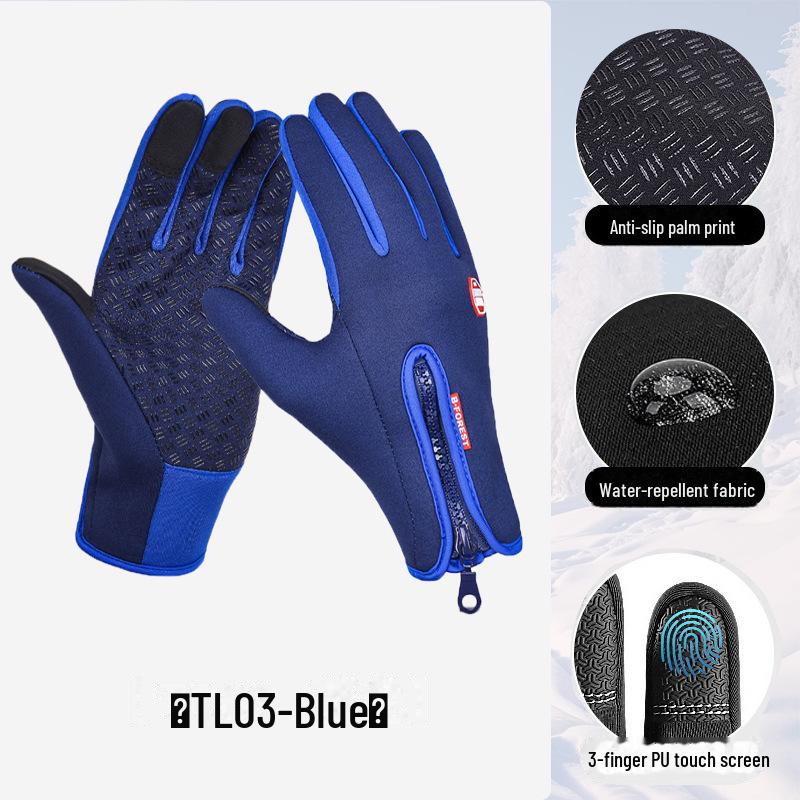 

Водонепроницаемые зимние перчатки для мотоциклистов с сенсорным экраном для мужчин и женщин - Теплый бархат, для езды на открытом воздухе XL синий