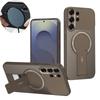For Magsafe Magnetic Wireless Charging Phone Case For Samsung S26 Ultra S26 S26 Plus Solid Color Soft TPU + Hard PC Stand Cover