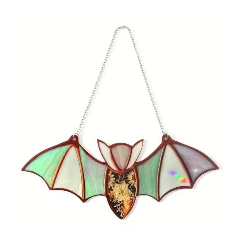 Acrylic Bat Suncatcher Window Hanging Stained Glass Wall Art Halloween Decoration