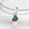 Original Charmscopper Pink Potted Cactus Plant Beads Fit Charms Platabracelets For Women Women Jewelry Making Diy