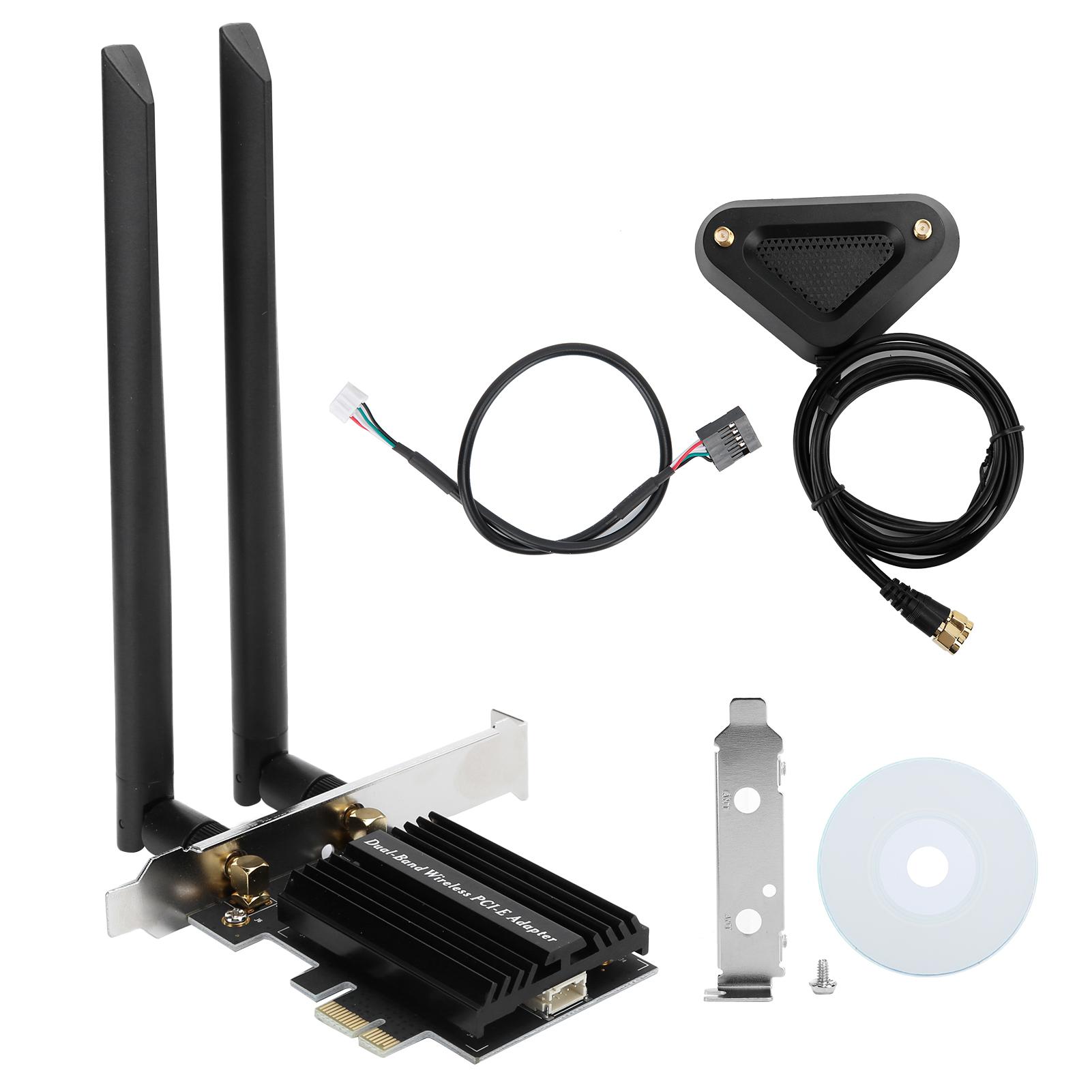 

Network Card Desktop Dual Band Adapter with 8DB Antenna Extension Cable AX3000 PCIE