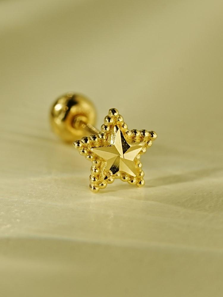 Minimalpiercing 14K Dot Cut Star Piercing Earrings