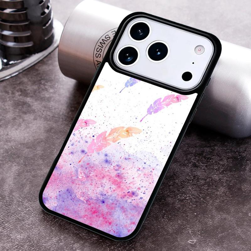 Watercolor Feather Pattern Design Phone Case For iPhone 17,16e,15,14,13,12,11,Mini,Pro,MAX soft Silicone Cover