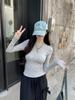 Women's Slim Fit Long Sleeve T-Shirt - Spring/Autumn 2026, White Base Layer, Trendy Versatile Style