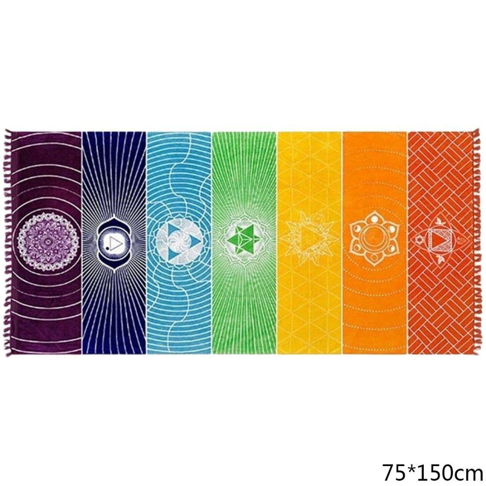 Comfortable Travel Rainbow Tapestry Floor Mat Yoga Carpet Beach Towel Rug Meditation Carpet