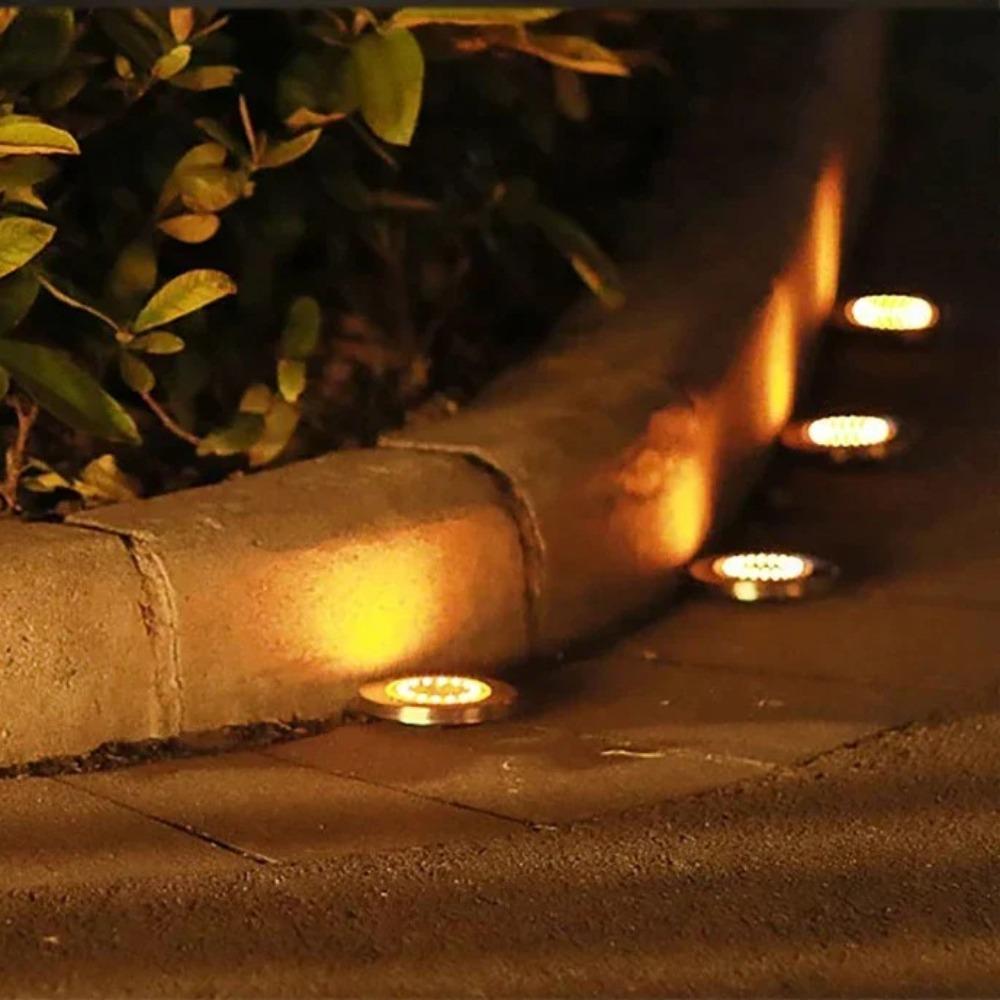 1/4pcs/8pcs Outdoor Solar Lights Buried Garden Decor 8/16LED Lamp Sunlight Power Disk Light Underground Yard Lawn Spotlight