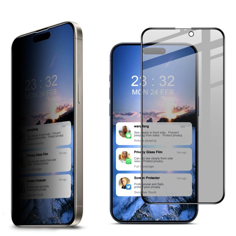 

IMAK For iPhone 15 Pro Anti-spy Tempered Glass Film Full Cover AB Glue Screen Protector As Shown A