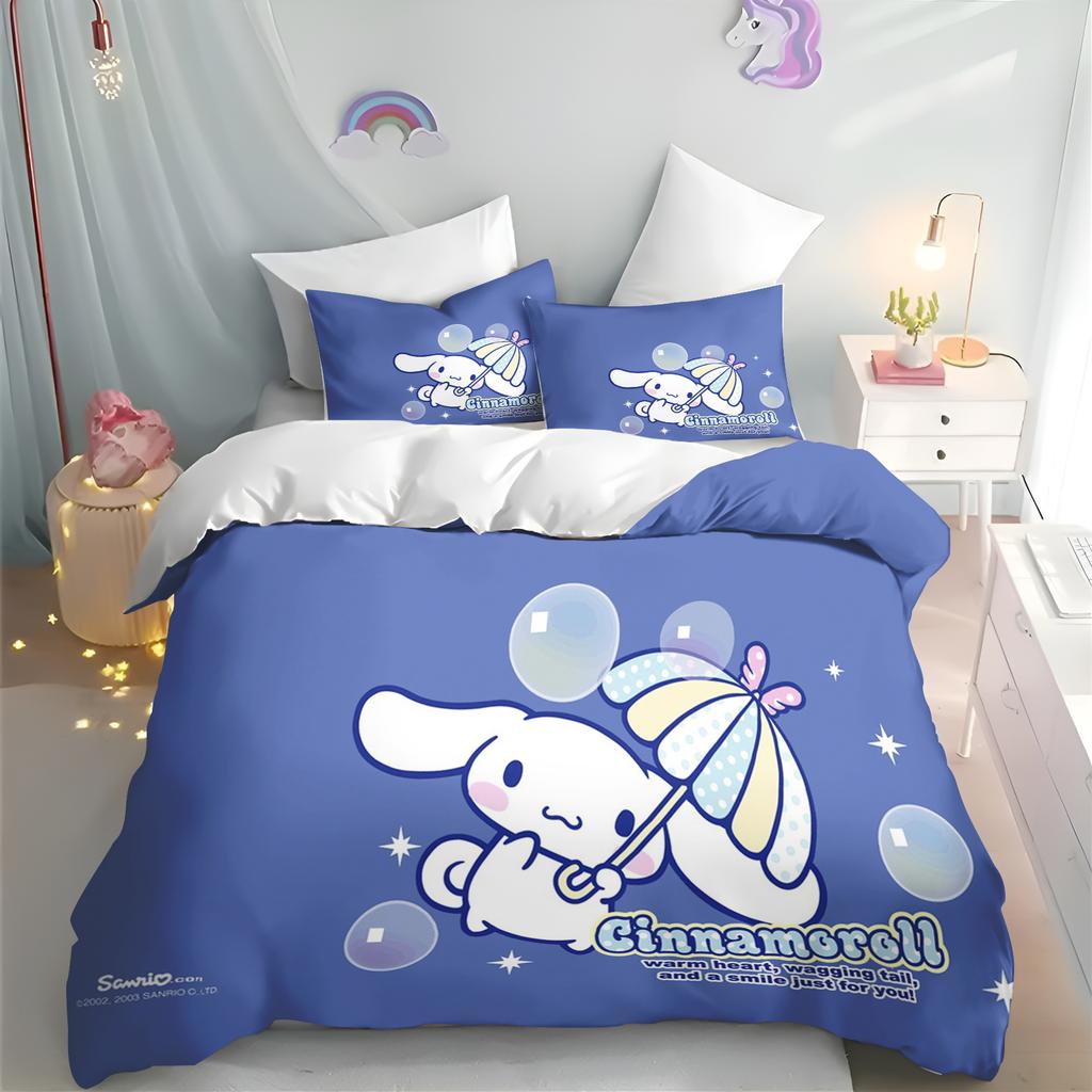 Cinnamoroll Duvet Cover Cartoon Hello Kitty Full Cute Children's Bedroom 100% Polyester Adult Gift 2/3pcs Bedding Set