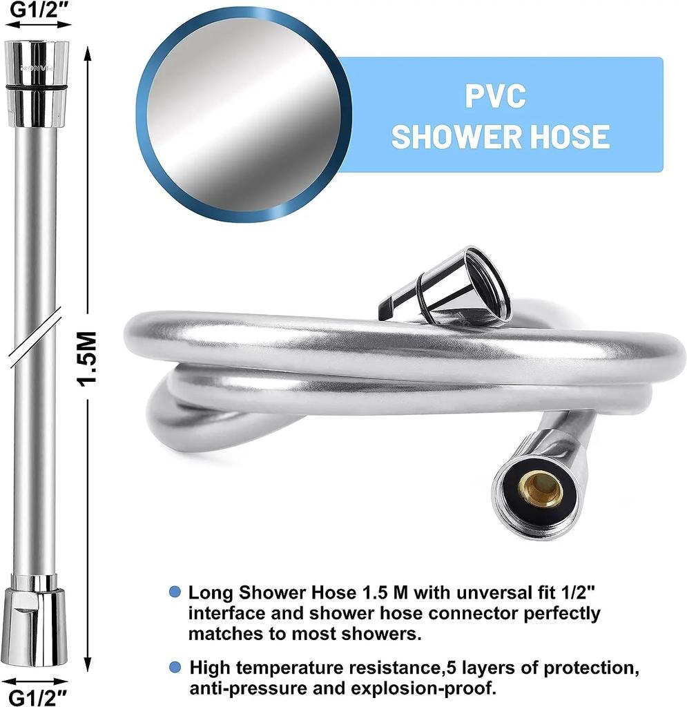 1.5/2/3M PVC Silicone Shower Head Hose Flexible Pipe Tube High Pressure Water Powerful Multilayer Plumbing Bathroom Accessories