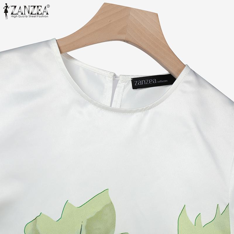ZANZEA Vestido casual de manga corta con estampado floral y cuello redondo para mujer
