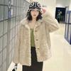 Autumn and winter new women's imitation rabbit hair brush flower small square collar lamb wool thickened imitation fur jacket women's short fashion