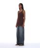 Partimento Woman Pwc Lace Trim Two-In-One Sleeveless Dress Top_Brown