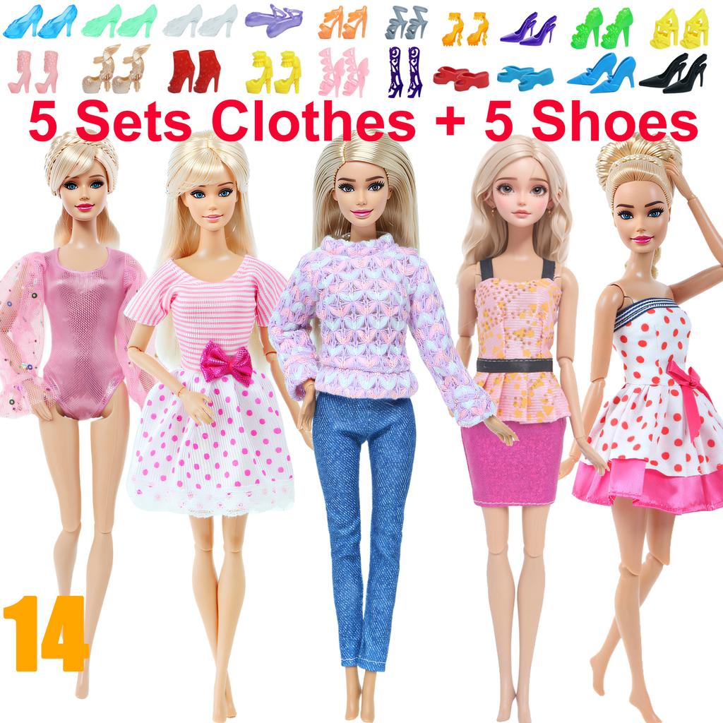 10 Stück/Set Mode-Outfits Ba Puppe Bie Hemd Hose Kleid Schuhe 11,5 Zoll Puppenkleidung Puppenhaus 11,8" 30cm 1/6 Puppenzubehör