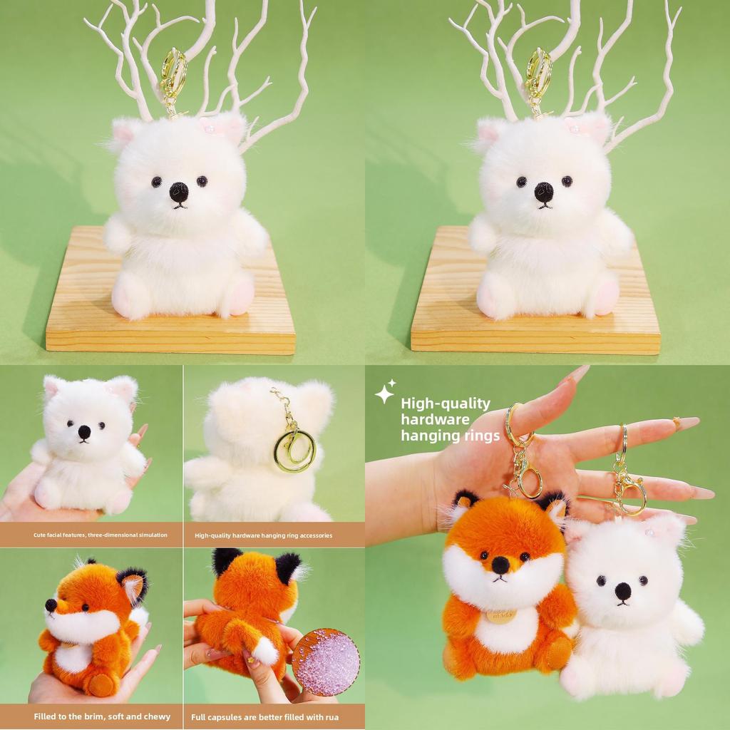 Cute Animal Fox Doll With Polyester Filling For Kids Backpack Accessory