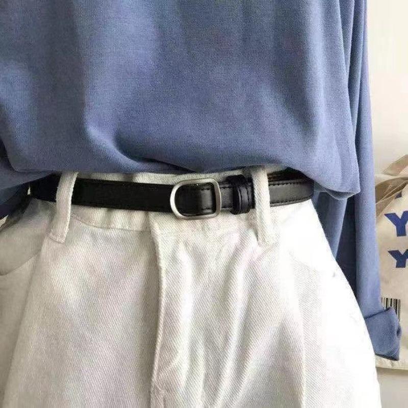 

Metal Buckle Stylish Womens Belt In Classic Black Perfect For Minimalist And Looks Trendy StyleC