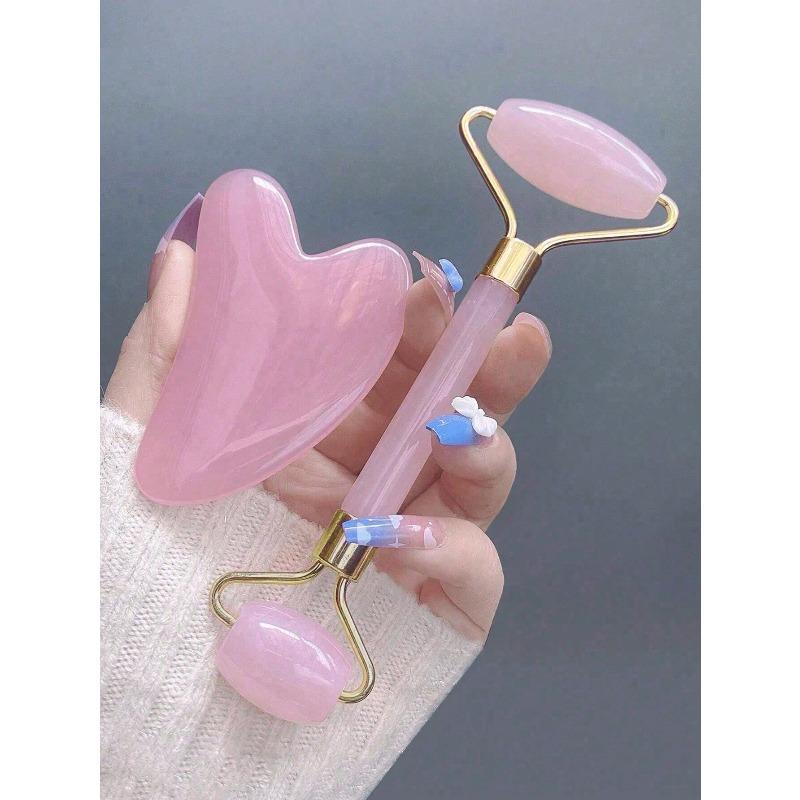 2pcs Resin Massage Roller Set - Dual Head Massage Roller + Gua Sha Massage Board, Eye & Face Massage, Facial Massage Tools