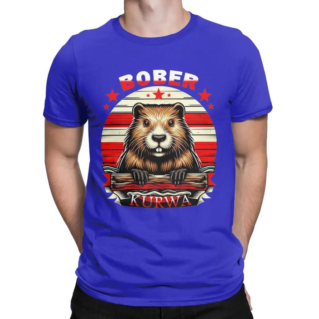 Bober Kurwa Meme Beaver T Shirts Men 100% Cotton Funny T-Shirts Crew Neck Funny Polish Bobr Tee Shirt Short Sleeve Clothing Gift
