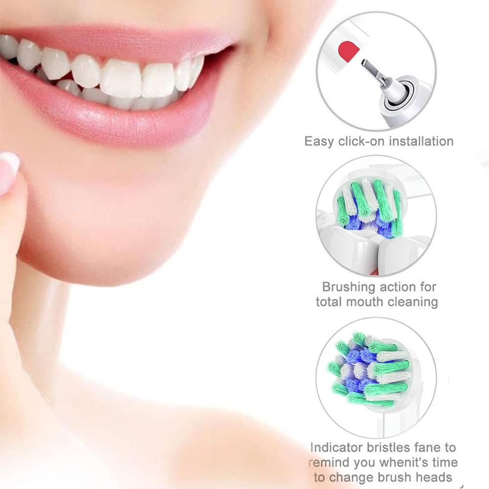4x Replacement Cross Action Brush Heads & 4x Toothbrush Head Dustproof Cover Caps, Compatible with Oral B Electric Toothbrushes