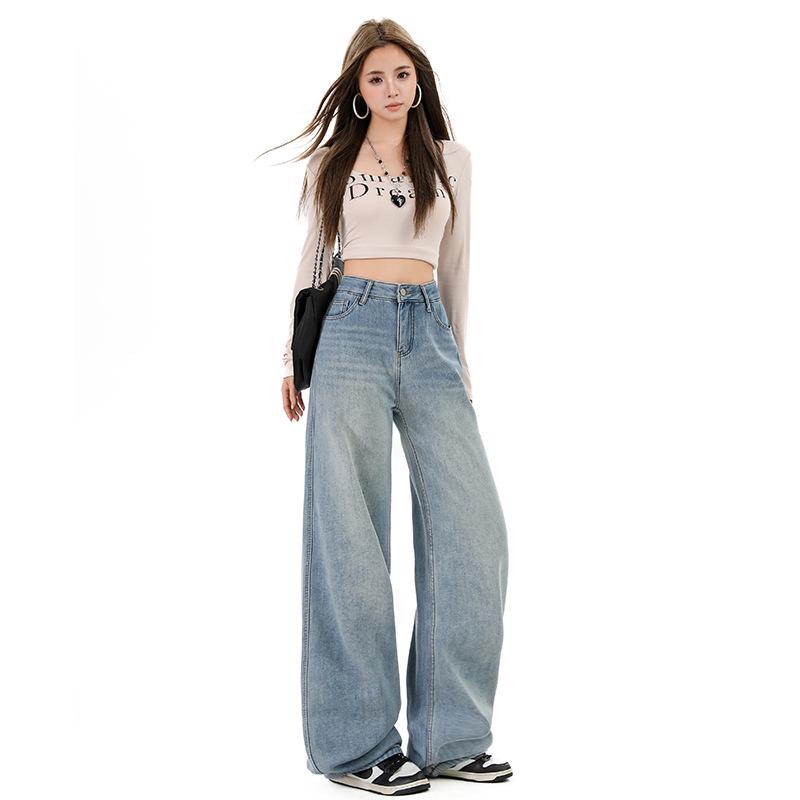 Petite Women s 2025 Fall/Winter Velvet-Lined High-Waisted Narrow/Wide-Leg Jeans M