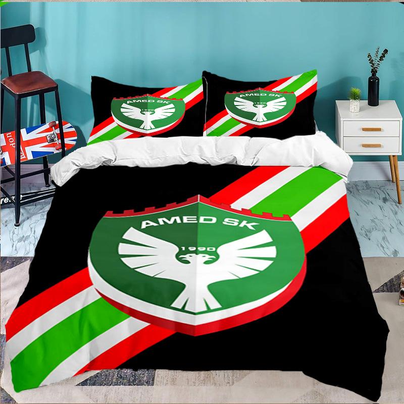 Amed Sk Crest Tasarım 3 Parça Nevresim Takımı, 1 Adet Yorgan Kılıfı ve 2 Adet Yastık Kılıfı İçin İdeal, Hayran Hediyesi İçin Mükemmel, Yatak Odası, Yurt İçin İdeal