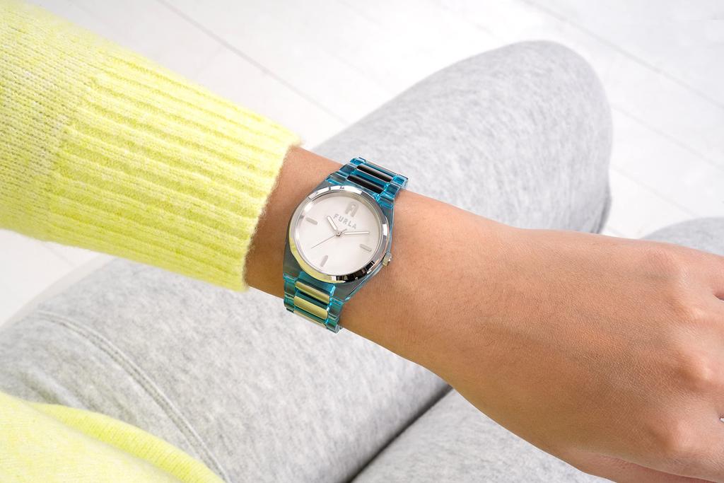 Watch FURLA TEMPO MINI White Dial Acetate Quartz Watch Jewelry Accessory WW00028007L1 Blue [Furla] 32.5MM Women's [Item]