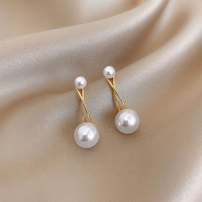 1 Pair Korean Luxury Pearl Stud Earrings For Women  Simple Pearl Stud Ear Clip Party Girl Temperament Accessories Jewelry