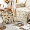 Colorful Dog Pattern Cushion Cover Durable Hypoallergenic Organic Linen Pillow Cover Short Size Washable SkinFriendly