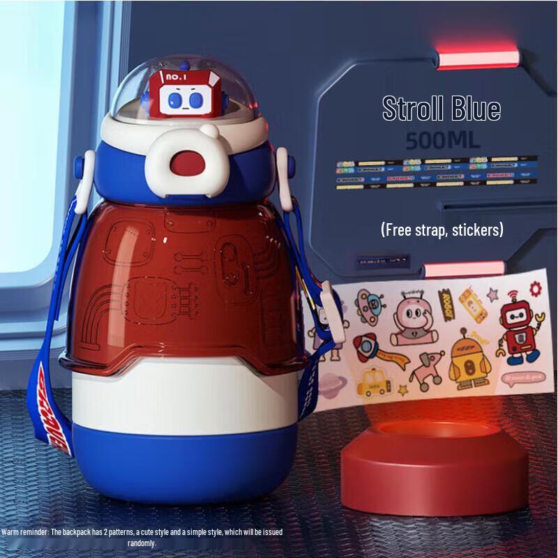 Cute Robot Insulated Straw Bottle