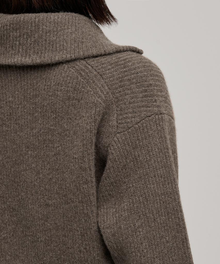 MUSINSA STANDARD WOMAN Women'S Lambswool Ribbed Knit Half Zip [Mocha Brown]